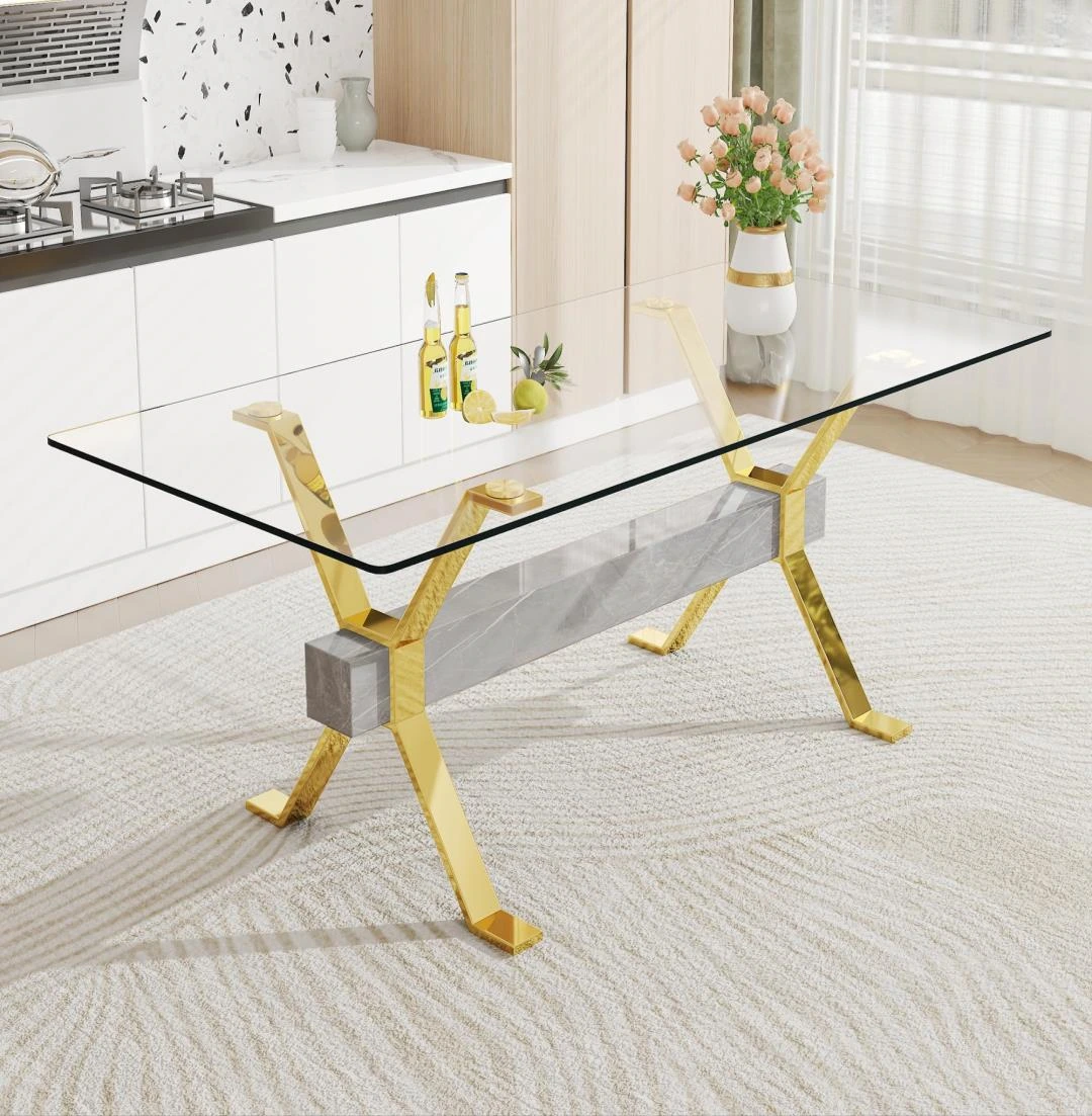 Table Top Rectangular Glass Size: 180x90cm